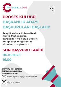 Yalova Üniversitesi Proses Kulübü Başkan Adaylığı Başvuruları